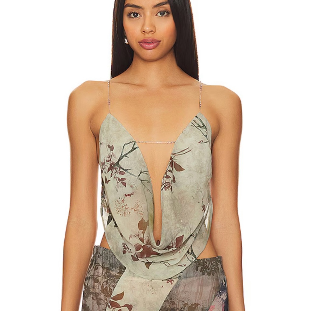 Jaded London- Super Cowl Neck Top With Straps in Multi + Skirt